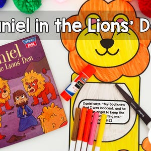 Inglés Y español Actividad de Daniel y el foso de los leones para niños, Manualidades de educación en el hogar, Actividad de la iglesia, Biblia imprimible, Preescolar