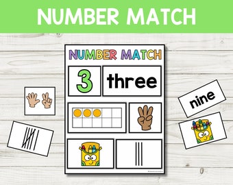 Number Match Activity: Montessori Counting Practice 1-10 (Digital Download)