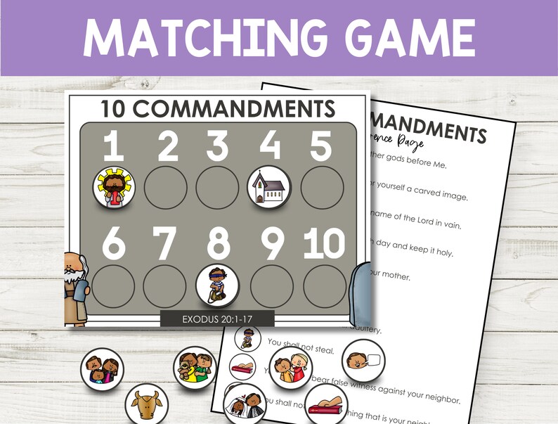 Ten Commandments Activity Bundle: Matching Game & Flashcards (digital ...