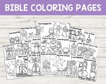 Bible Stories Coloring Book: 22 Pages for Kids (Digital Download)