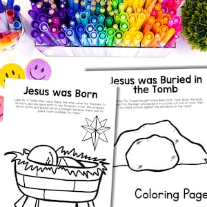 Life of Jesus Bible Matching Activity and Coloring Pages: Sunday School Printable (Digital Download) image 9