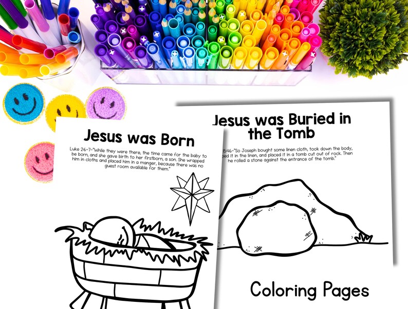 Life of Jesus Bible Matching Activity and Coloring Pages: Sunday School Printable (Digital Download) image 9