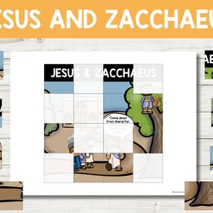 The Story of Zacchaeus Puzzle,  Homeschool Activities, Sunday School Lesson, Kindergarten Bible Activity, Church Printable, Busy Book