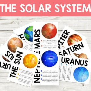 Cartes Flash Espace Planète Système Solaire | Montessori, Activité d'éducation préscolaire Salle de classe de la maternelle Chambre de garçon | Téléchargez l'art imprimable