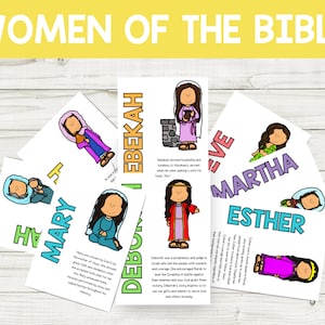 Tarjetas didácticas de Mujeres de la Biblia, Versículos bíblicos preescolares, Escuela Dominical, Educación en el hogar, Biblia imprimible, Actividad preescolar, Herramienta de aprendizaje, Digital
