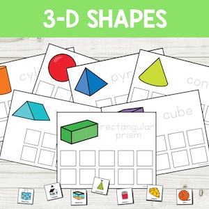 3D Shapes Printable Matching Game, Three Dimensional Shape Trace & Match, Preschool Kindergarten Curriculum, Homeschool Busy Binder Activity