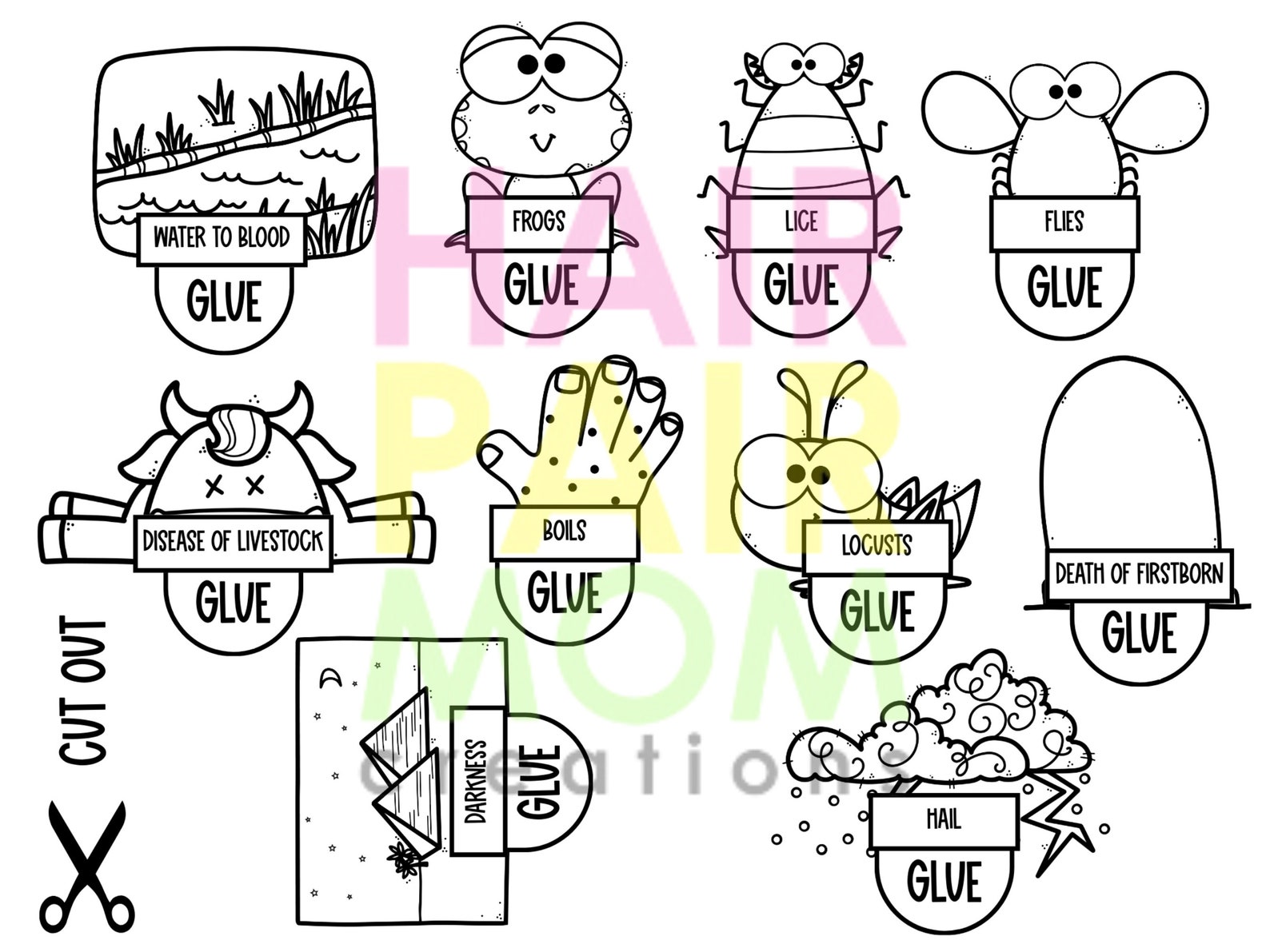 10 Plagues of Egypt, Printable Plagues of Egypt Craft, 10 Plagues, Plagues Bible Craft, Sunday ...