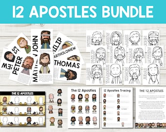 12 Disciples Bundle: Flashcards, Coloring Page, Matching Game (Digital Download)