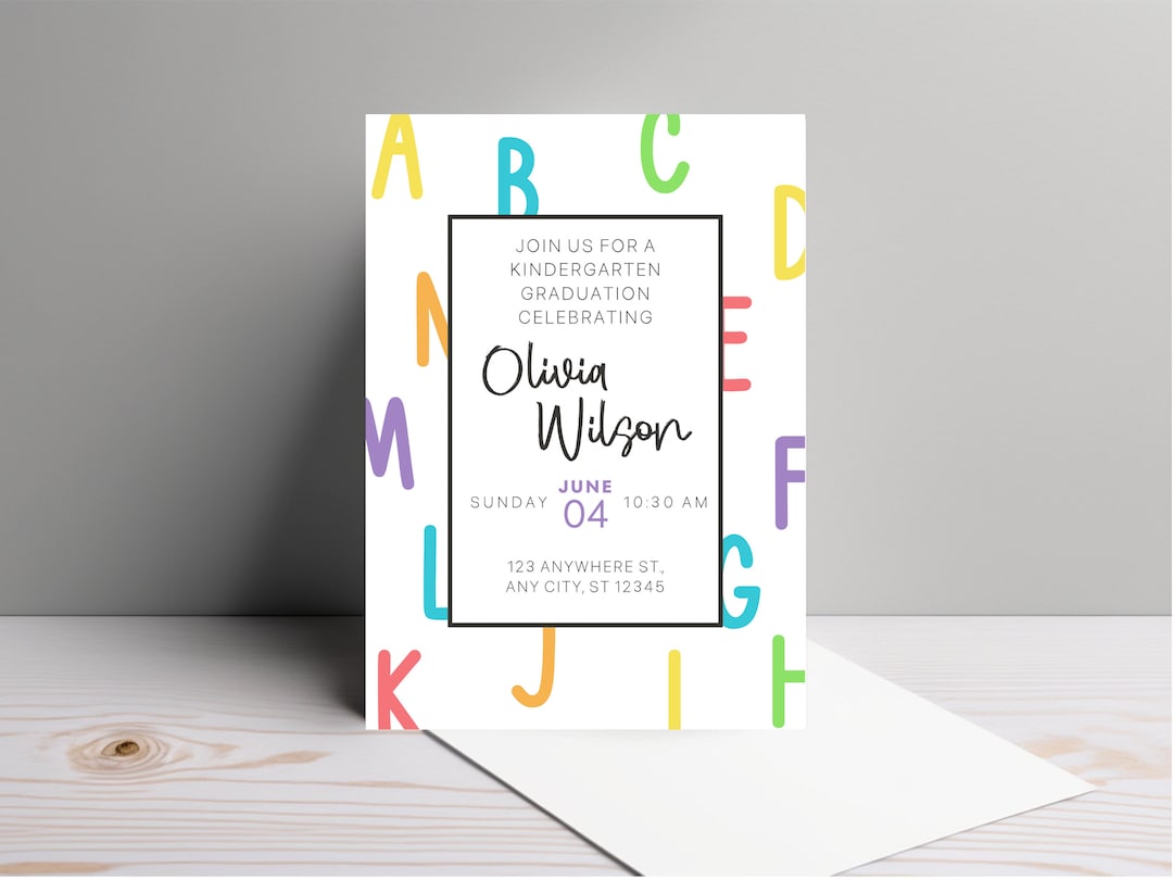 EDITABLE Kindergarten Graduation Invitation, Kindergarten Party Invite ...