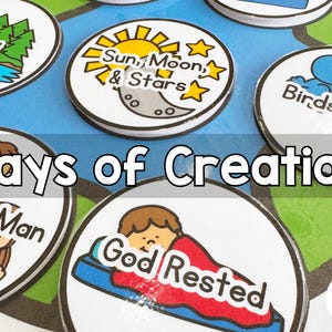 7 Days Of Creation afdrukbaar, Christian Kids Matching Game, Genesis Bijbelactiviteit, educatieve activiteit voor kinderen, leermiddel, thuisonderwijs
