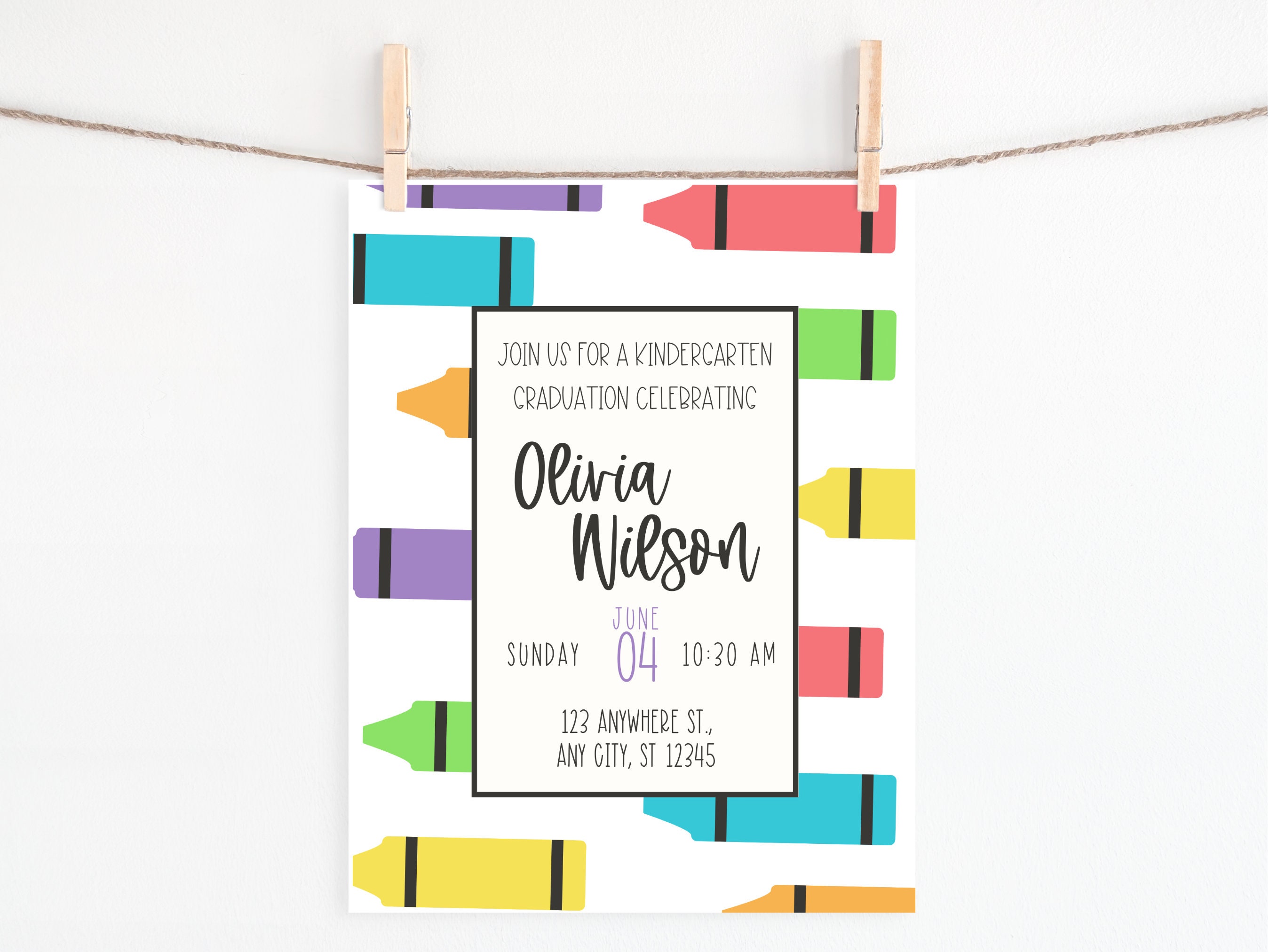 EDITABLE Kindergarten Graduation Invitation, Kindergarten Party Invite ...