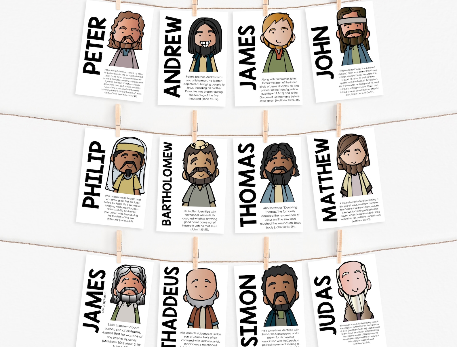 Jesus 12 Disciples Names, Printable 12 Disciples Flashcards, 12 ...