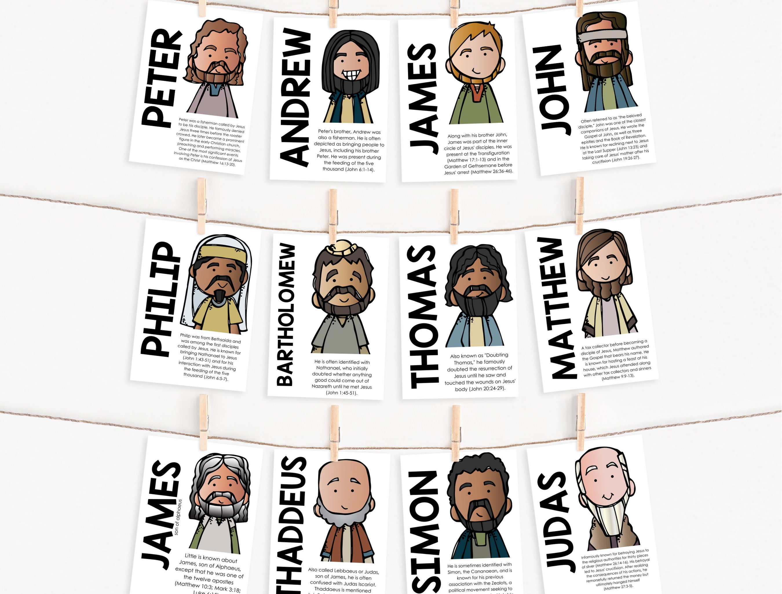 Jesus 12 Disciples Names, Printable 12 Disciples Flashcards, 12 ...
