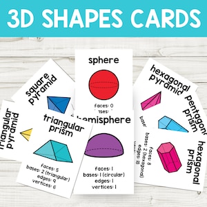 12 cartes flash formes 3D arc-en-ciel, matériel préscolaire, imprimables pour l'école à la maison, matériel Montessori, cartes flash géométriques, TÉLÉCHARGEMENT NUMÉRIQUE