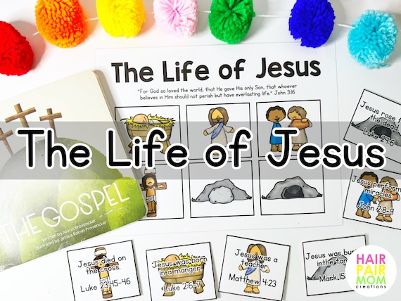 Life of Jesus Bible Matching Activity and Coloring Pages: Sunday School Printable (Digital Download)