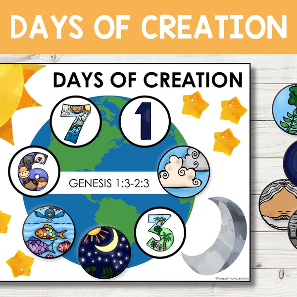7 Days Of Creation Printable, Christian Kids Matching Game, Genesis Bible Activity, Kids Educational Activity, Learning Tool, Homeschool