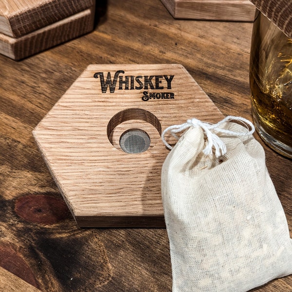 Whiskey Smoker, White Oak Whiskey Smoker, Cocktail Smoker, Father's Day Gift, Gift for men, Groomsmen Gift, Craft Barware, Dad Gift