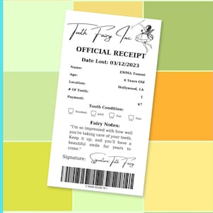 Editable Tooth Fairy Receipt Printable Certificate | First Tooth Lost | Realistic Tooth Fairy Letter | Kids Tooth Fairy Letter | Lost Tooth