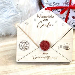 Personalisierter Wunschzettel | Weihnachtsmann | Christkind | Briefumschlag Holz | Brief an den Weihnachtsmann | Geschenk Kinder