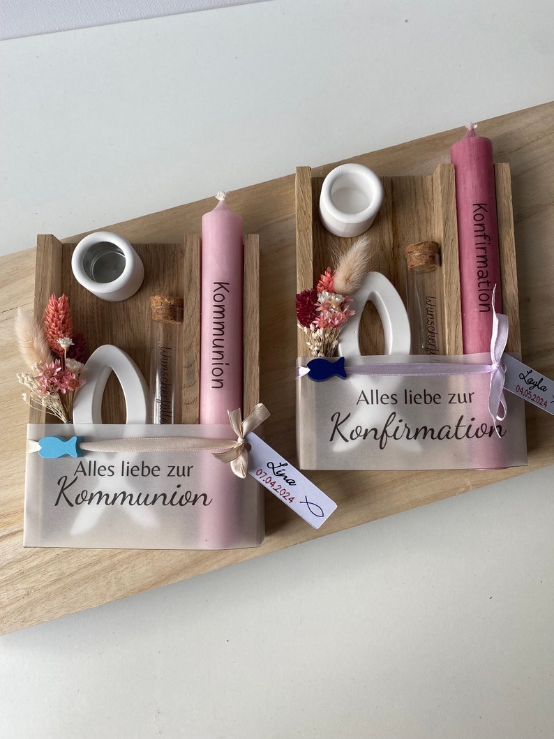 Konfirmations Geschenk Geld verschenken Personalisiert Kerze Bild 2