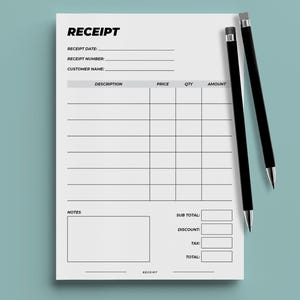A4 Printable Receipt, Small Business Receipt, Sales Receipt, Digital Receipt Template, Receipt Form, Printable Sales Receipt, PDF Template
