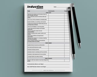 New Employee Induction Checklist | HR Onboarding (PDF Print-Ready)