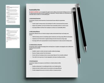 Editable Sustainability Plan Template, Eco-Friendly Policy (Word Document)