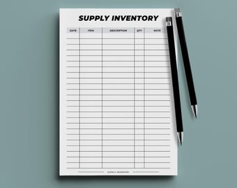 Supply Inventory Log | Printable Business Inventory Tracker (Digital Download)