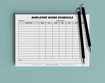 A4 Employee Work Schedule Template, PDF Print-Ready (Digital Download)