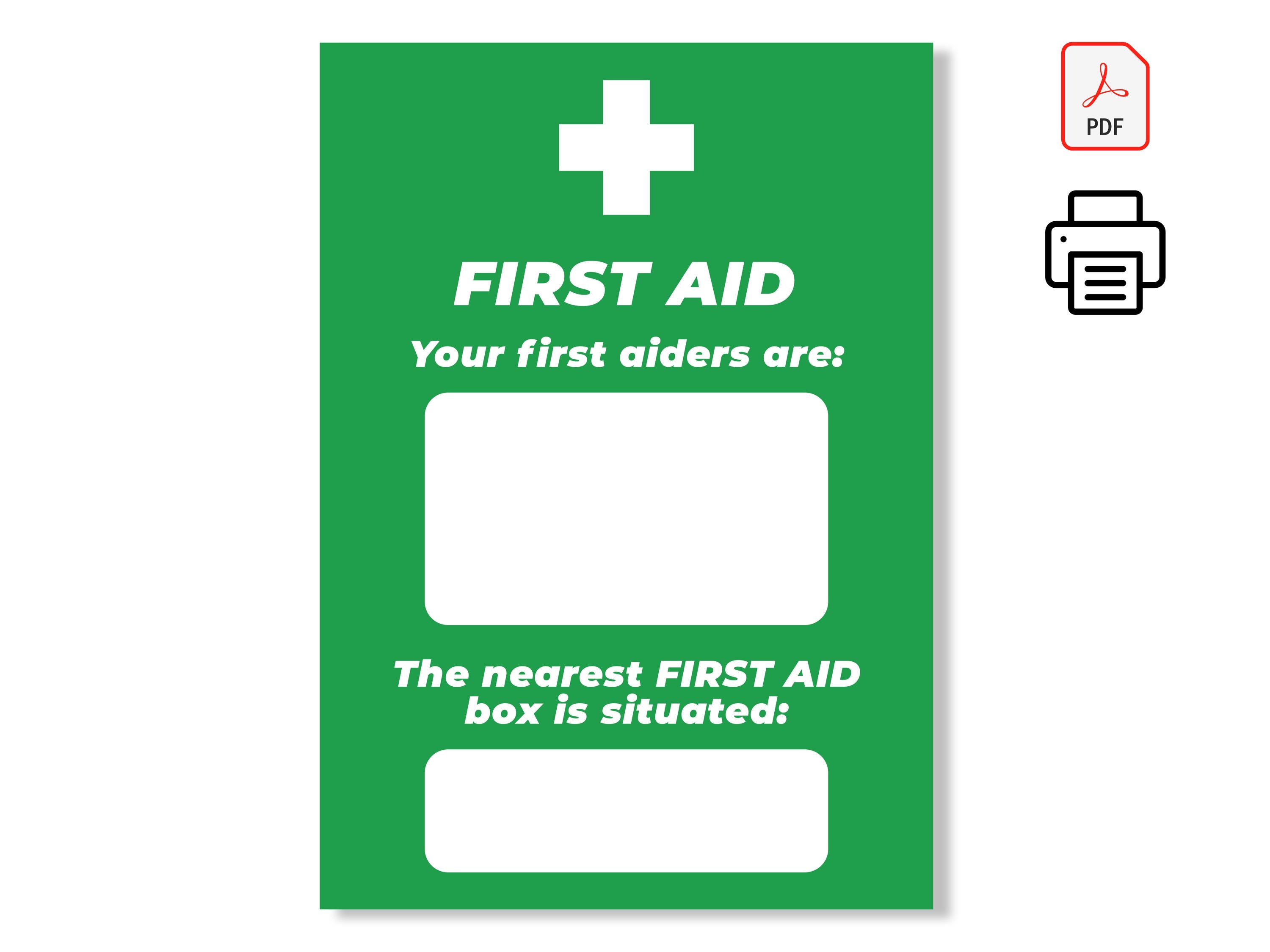 First Aiders Nearest First Aid Box Sign – Instant Download | PDF Print ...