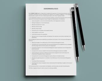 Editable Environmental Policy Template, Word Document (Digital Download)