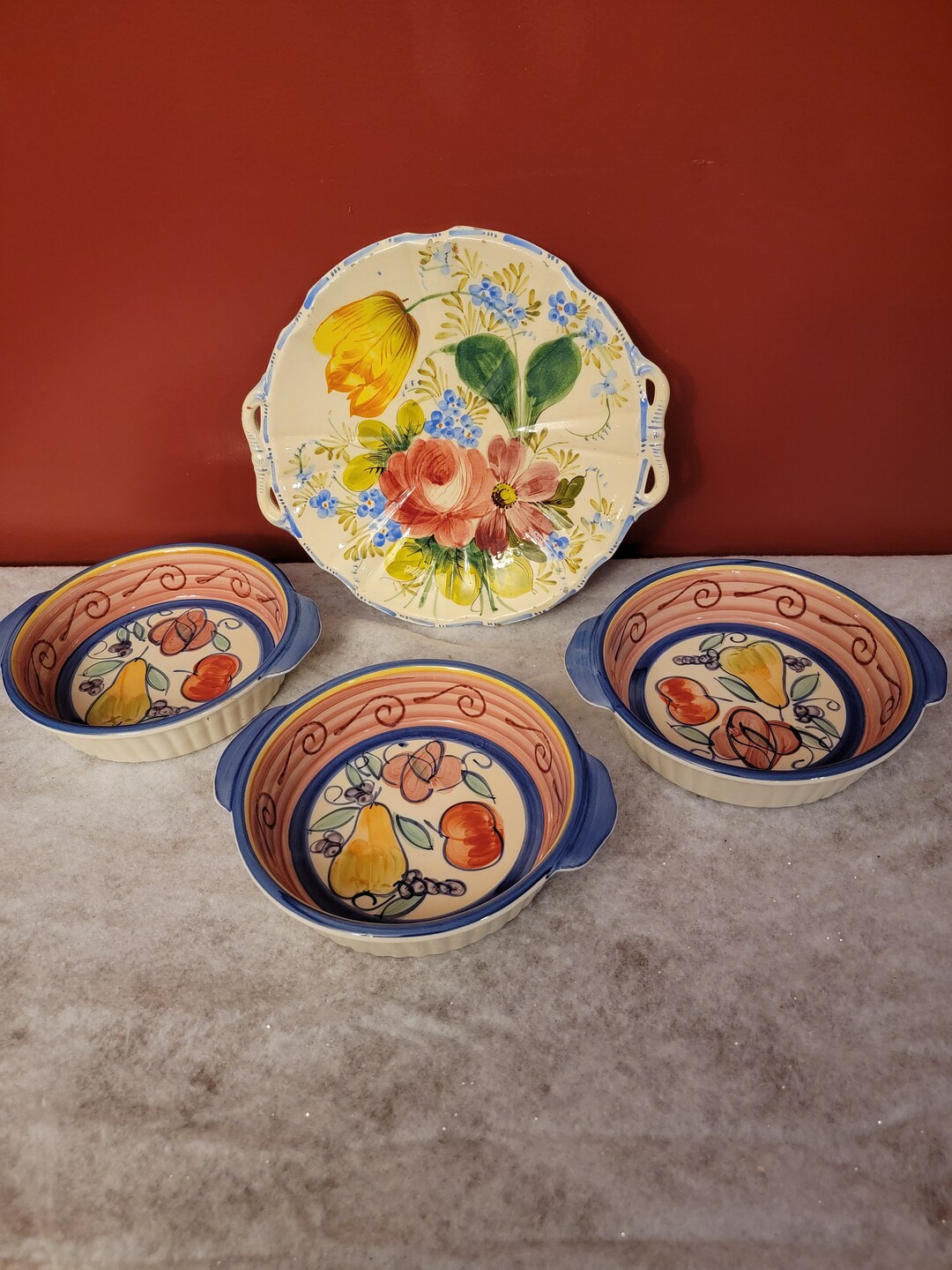 Vintage 1930s Italian Renaissance Majolica Plate Hand Painted Made in ...