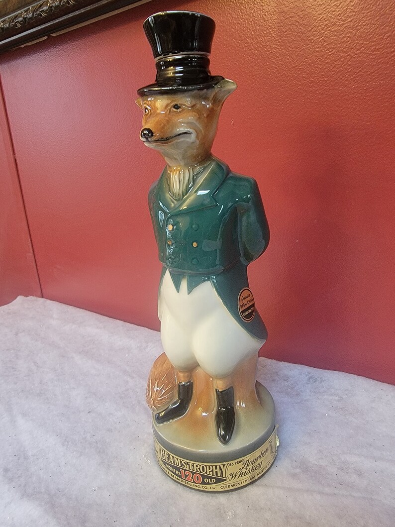 Vintage 1965 Jim Beam Fox Huntsman Green Coat Collectible Decanter Etsy