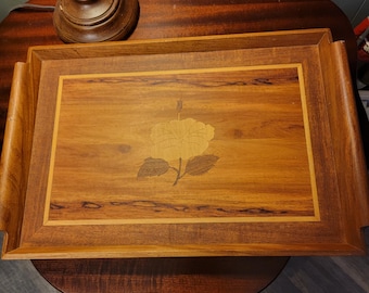 Vintage Waikiki Woods Exotic Woods Inlay Narra Tablett Mango und Ebenholz