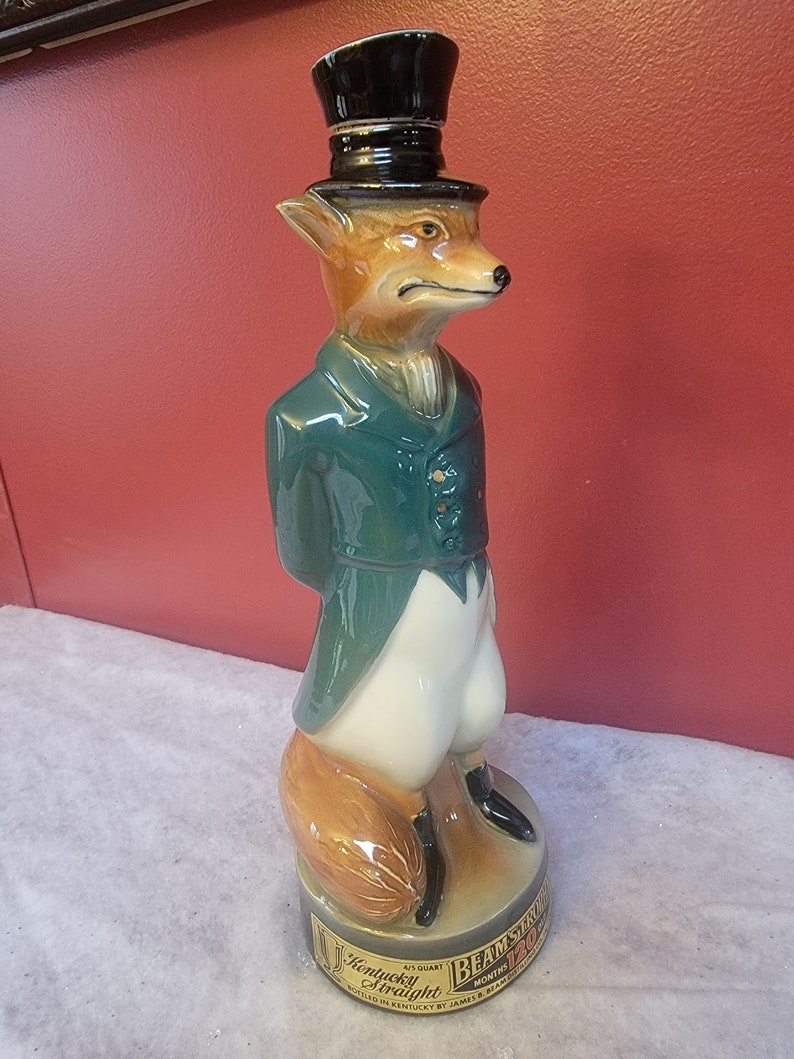 Vintage 1965 Jim Beam Fox Huntsman Green Coat Collectible Decanter Etsy