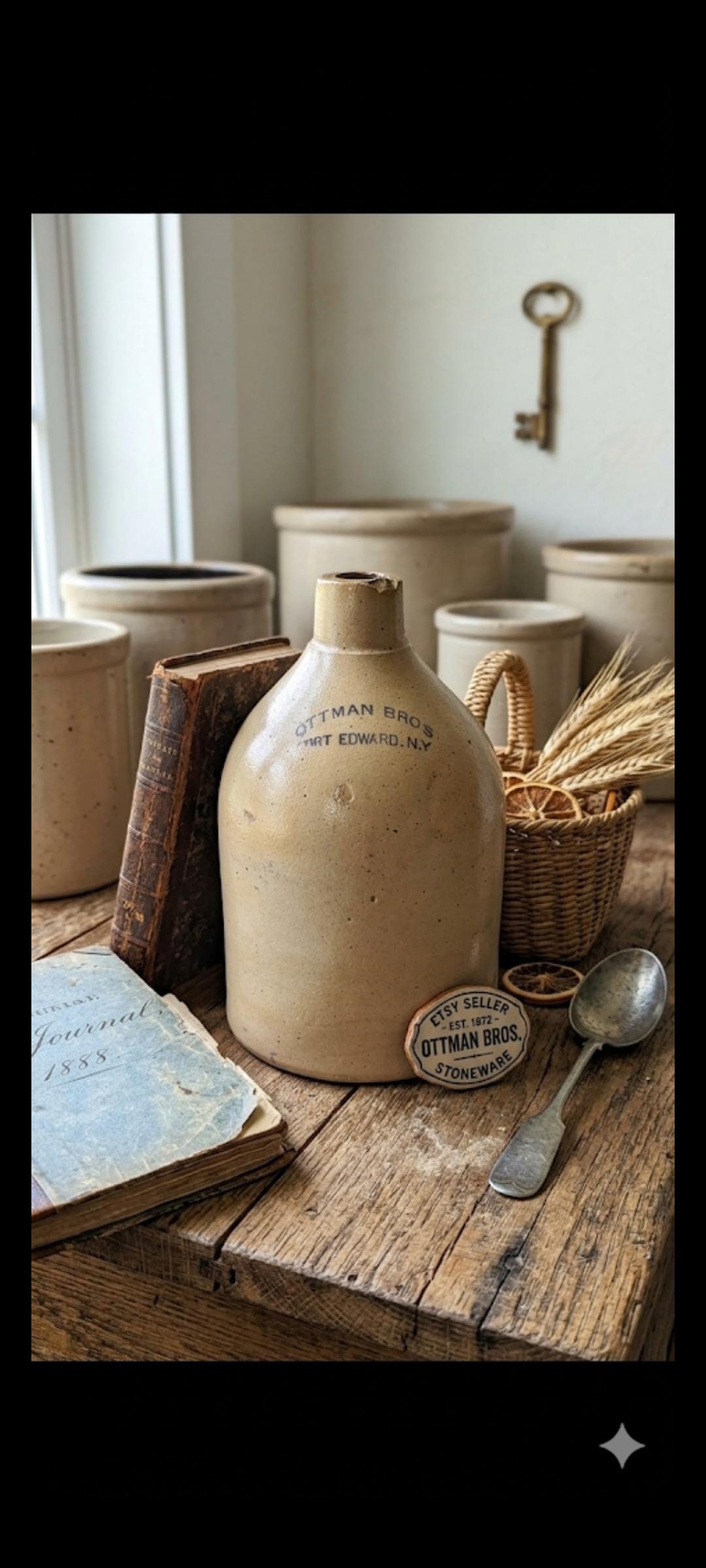 洋楽 NABAT EARLY, RARE... AND OI!! Antique 19th Century Ottman Bros. Fort Edward NY Salt-glazed