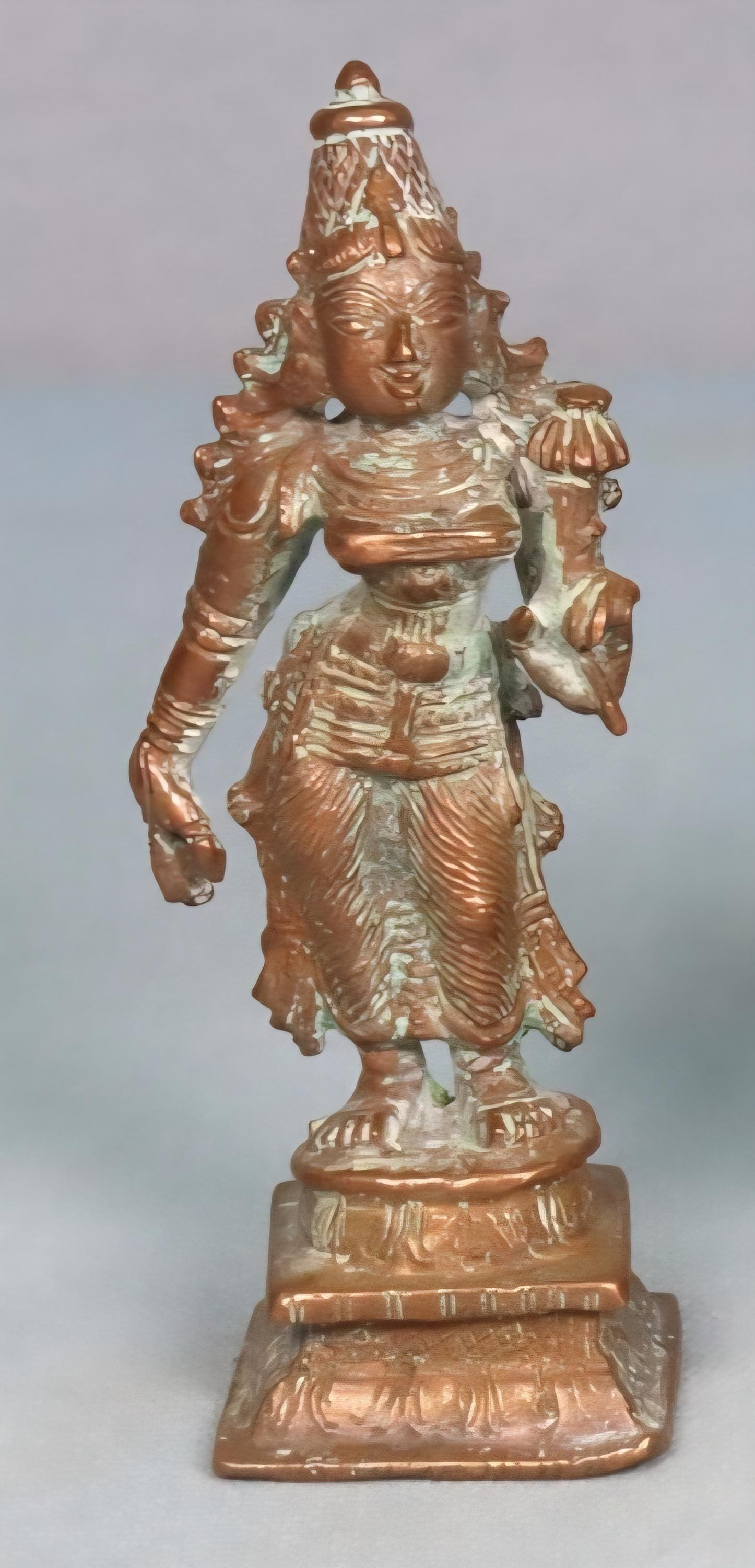 ヒンドゥー教 彩色 木彫 女神ブデヴィ像 47cm Bhudevi ヒンドゥー教 彩色 木彫 女神ブデヴィ像 47cm Bhudevi（Lot 691