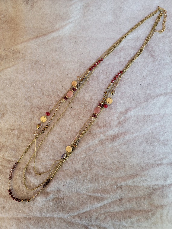 Vintage Long 43" Three Strand Glass Bead Necklace - image 3