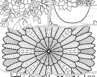 Målarbilder för mellannivå som kan färgläggas och skrivas ut efter önskemål - 5-pack