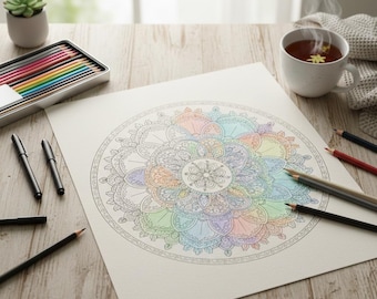 83 mandala-målarbilder för vuxna, stresslindrande aktivitet (digital nedladdning)