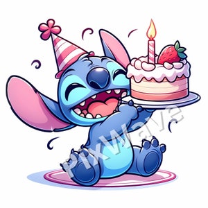 Happy Birthday Stitch PNG, Birthday Stitch SVG, Birthday Lilo and Stitch SVG, Cute Stitch Svg, Stitch Clipart Png, Stitch Svg File