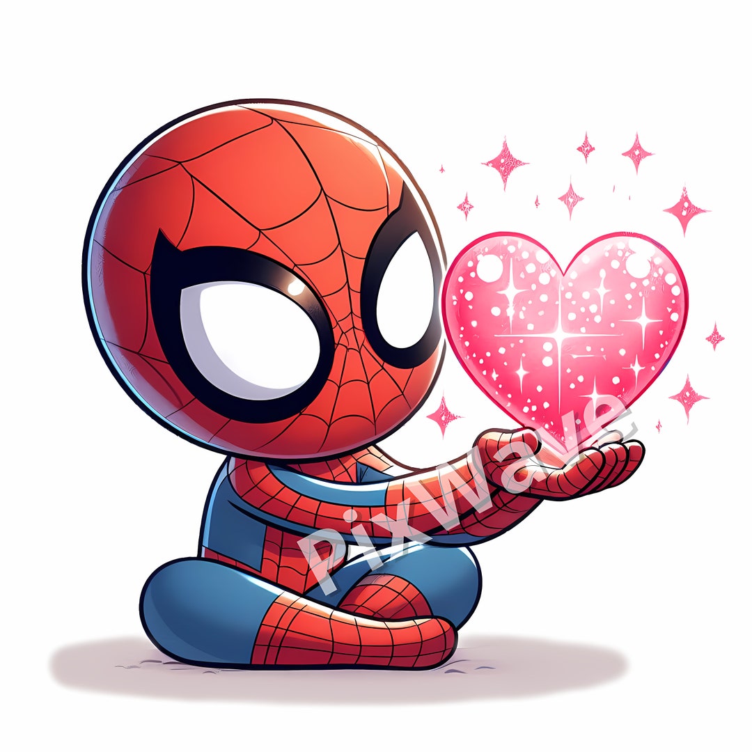 Valentine Spiderman PNG, Spiderman Valentine SVG, Cute Baby Spiderman ...