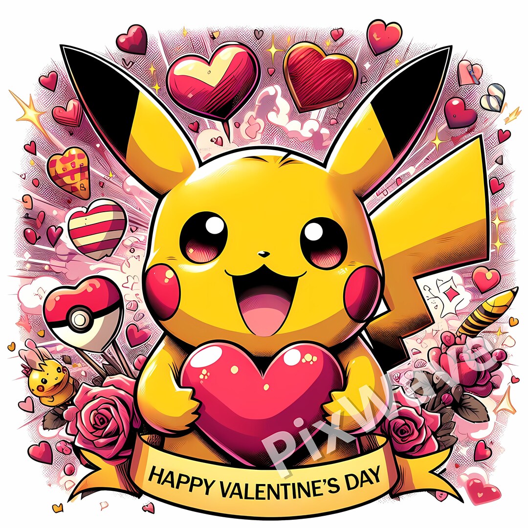 Pikachu Valentine PNG, Valentine Cute Pikachu SVG, Cute Pokemon Pikachu ...