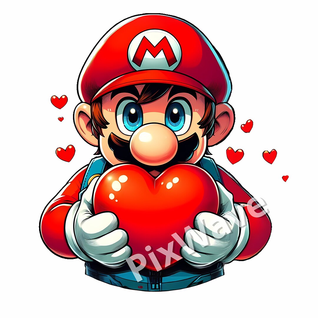 Super Mario Valentines SVG, Cute Mario Love PNG, Mario Valentines Day