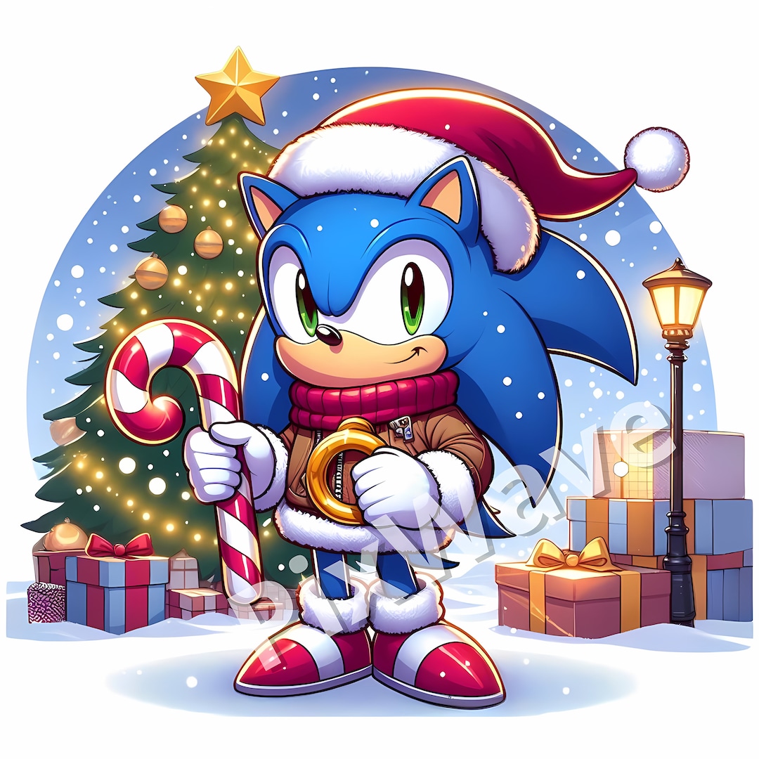 Sonic With Santa Hat SVG, Christmas Sonic PNG, Christmas Sonic SVG