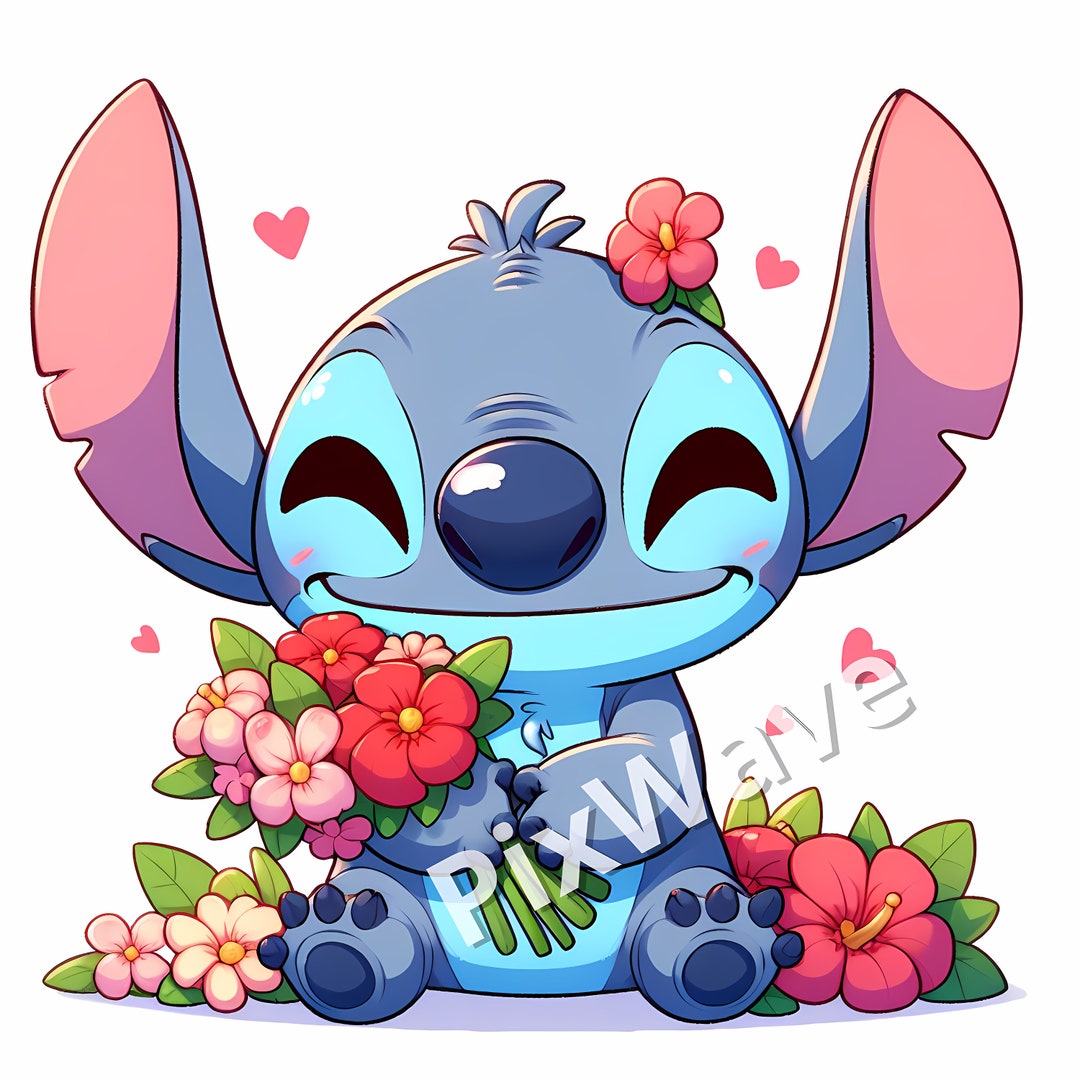  Stitch With Flowers SVG, Stitch Flower PNG, Stitch Flower Svg, Cute ...