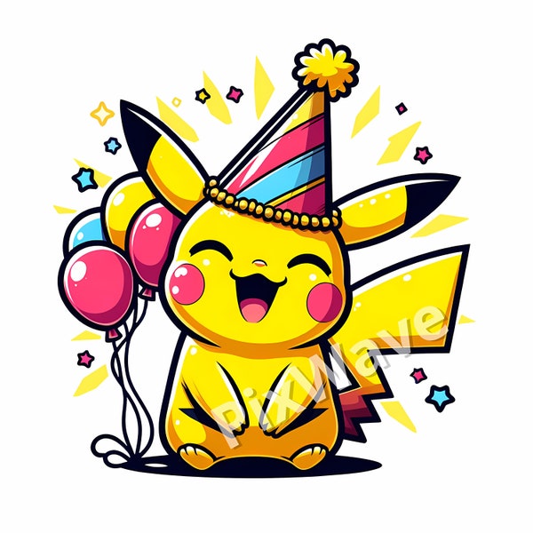 Pikachu Birthday PNG, Pikachu Birthday SVG, Pikachu Birthday Party, Pokemone Birthday Svg, Pikachu Birthday Invite, Pikachu SVG Cricut