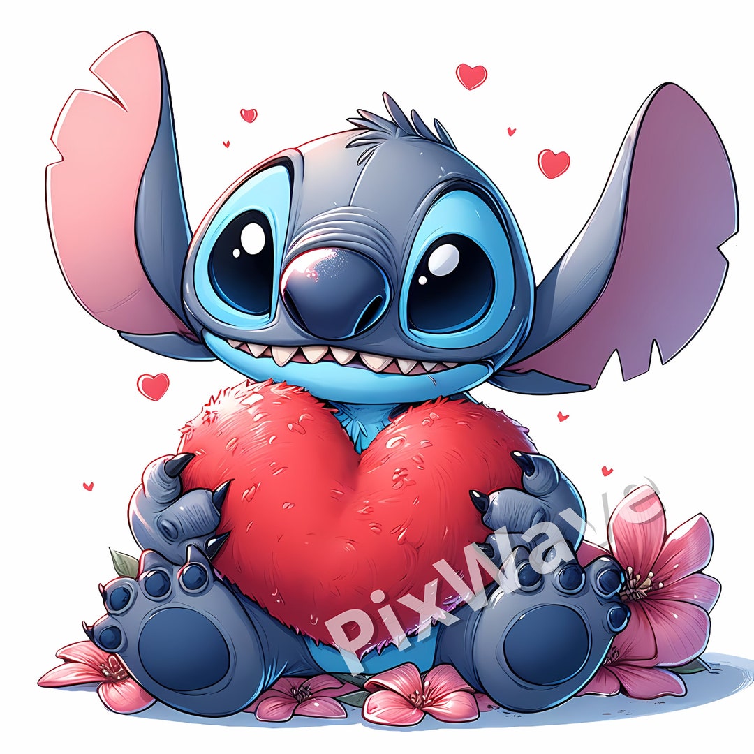 Stitch Valentines PNG, Valentines Stitch SVG, Stitch Valentines Day PNG ...