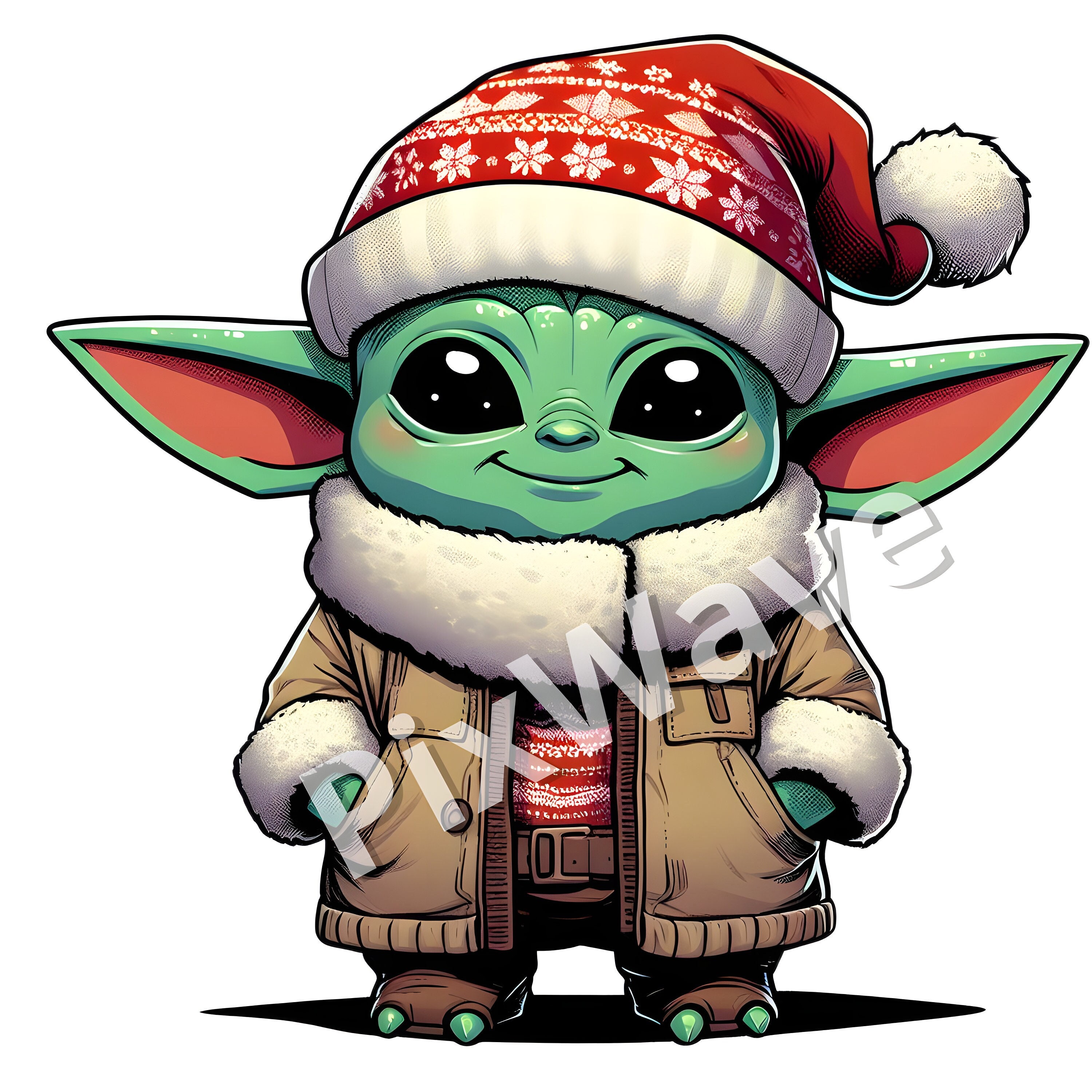  Star Wars Christmas Decorations - Yoda with Santa Claus Hat -  Jedi Holiday Vinyl Wall Decal for Home Decor and Parties : Handmade Products
