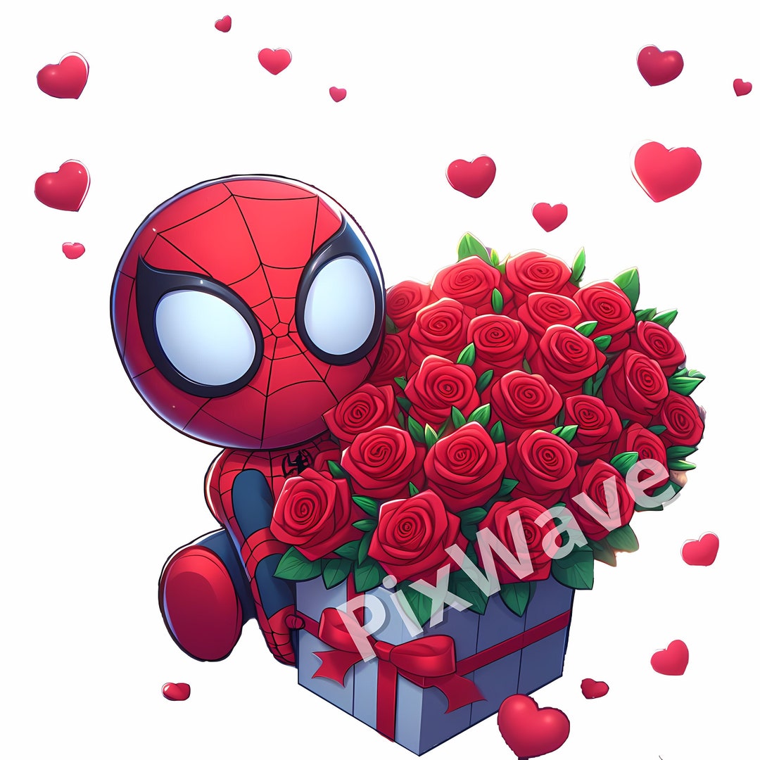 Valentine Spiderman PNG, Spiderman Valentine SVG, Cute Baby Spiderman ...